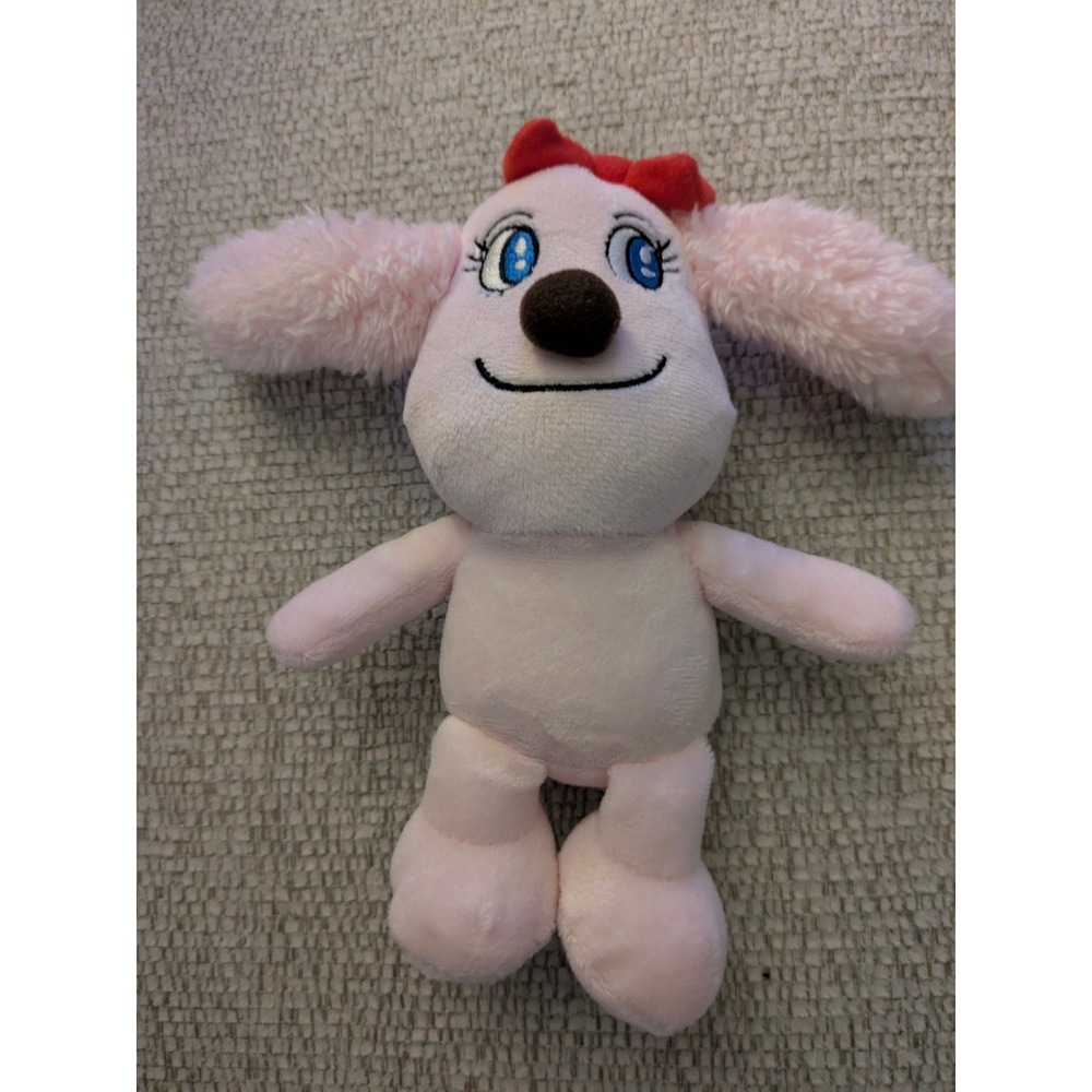 Anpanman Rare Cheese-chan Plush Dog Pink Stuffed‎ Animal Toy Red Bow 7 Inch